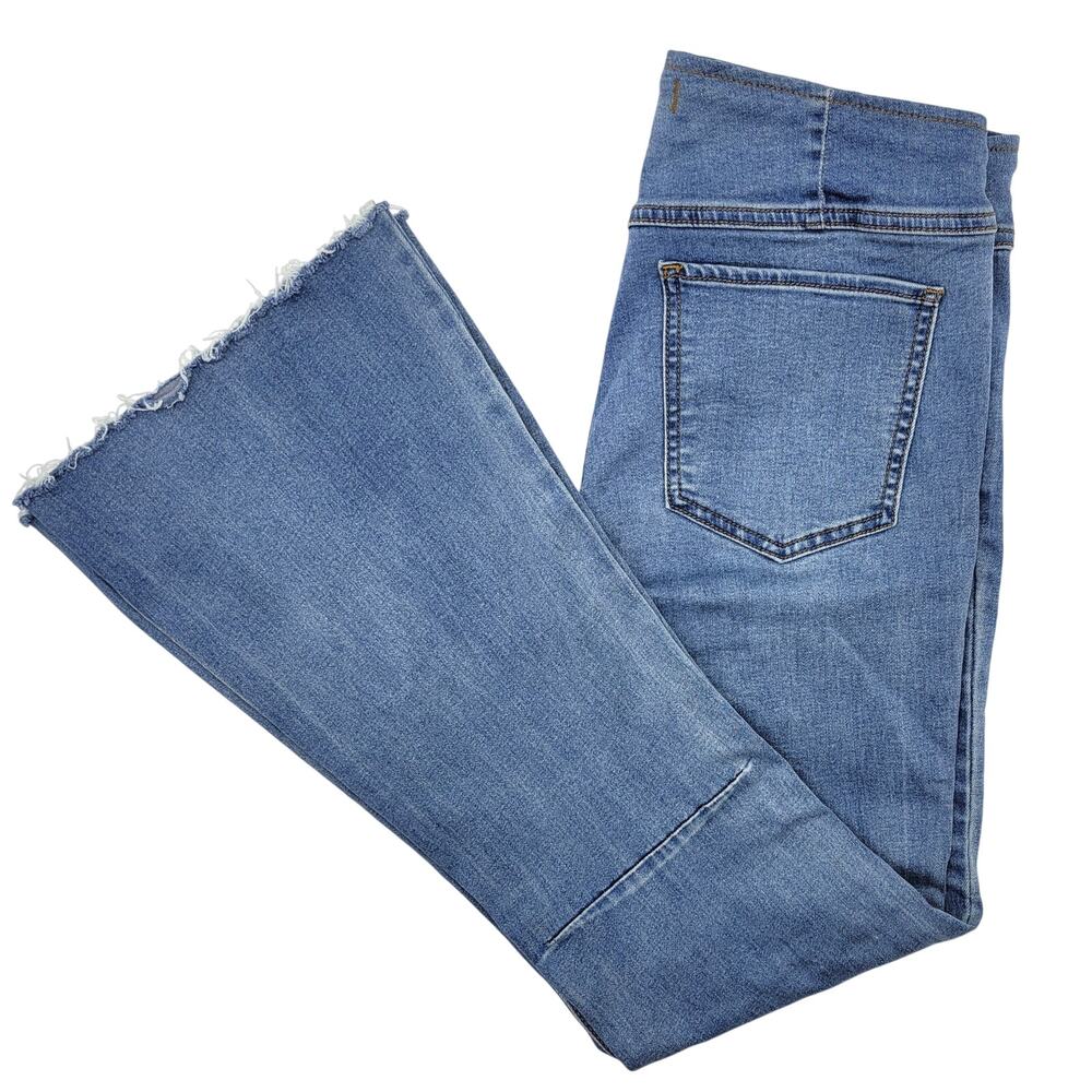Free People Jeans Women's 28 Blue Pull On Mid Rise Flare Festival Boho Hippie